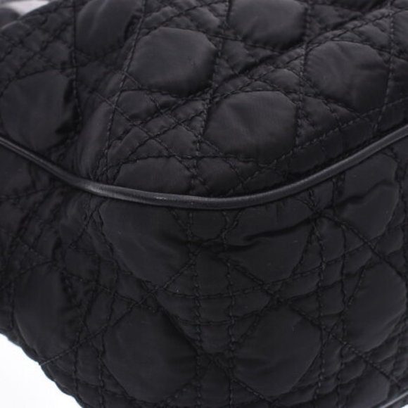 Christian Dior Cannage Bag Black Nylon Leather Handbag - Picture 6 of 12